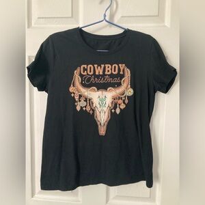Cowboy Christmas Black T-Shirt Small